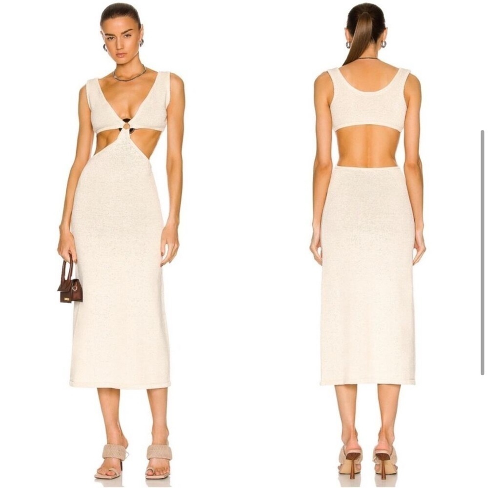 NWT Cult Gaia Bank Cutout Knit Maxi Dress in Off White Size XL